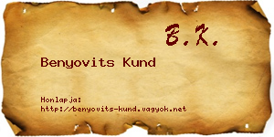 Benyovits Kund névjegykártya